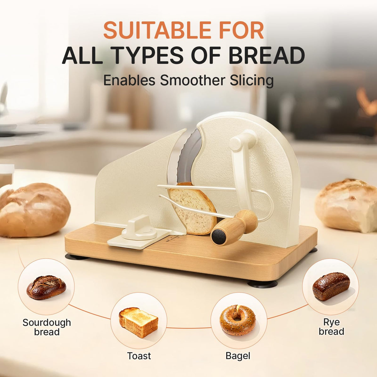 TENGIZUOHZ bread slicer compact design fits small kitchens.