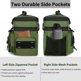 TENKIST expandable lunchbox front pockets keeping keys and essentials organized.