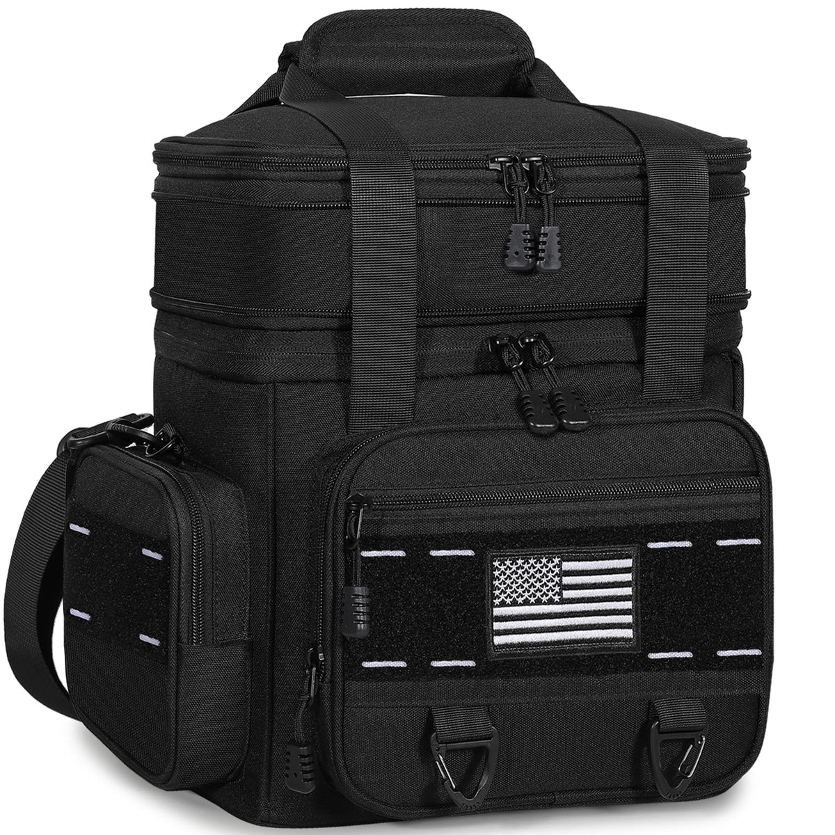 TENKIST Expandable Tactical Lunch Box front patch and pockets for easy organization.