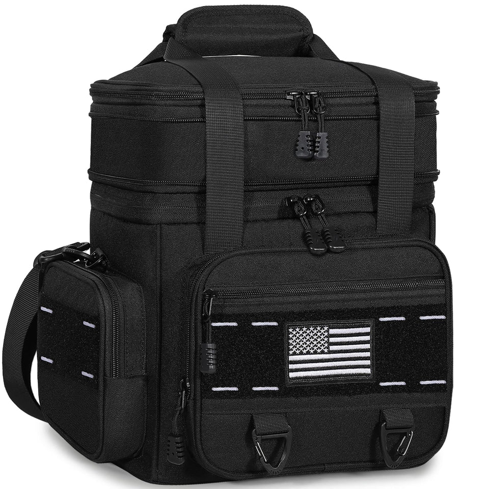 TENKIST Expandable Tactical Lunch Box front patch and pockets for easy organization.