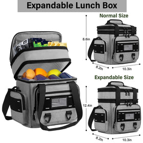 TENKIST Expandable Tactical Lunch Box side pockets organize bottles and essentials for work.
