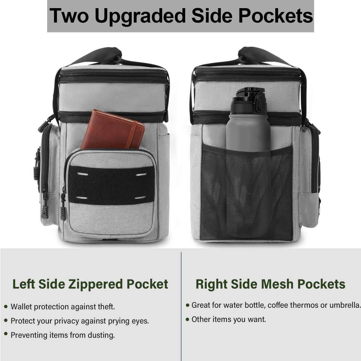 TENKIST Expandable Lunch Box top compartment expands for extra dry foods on the go.