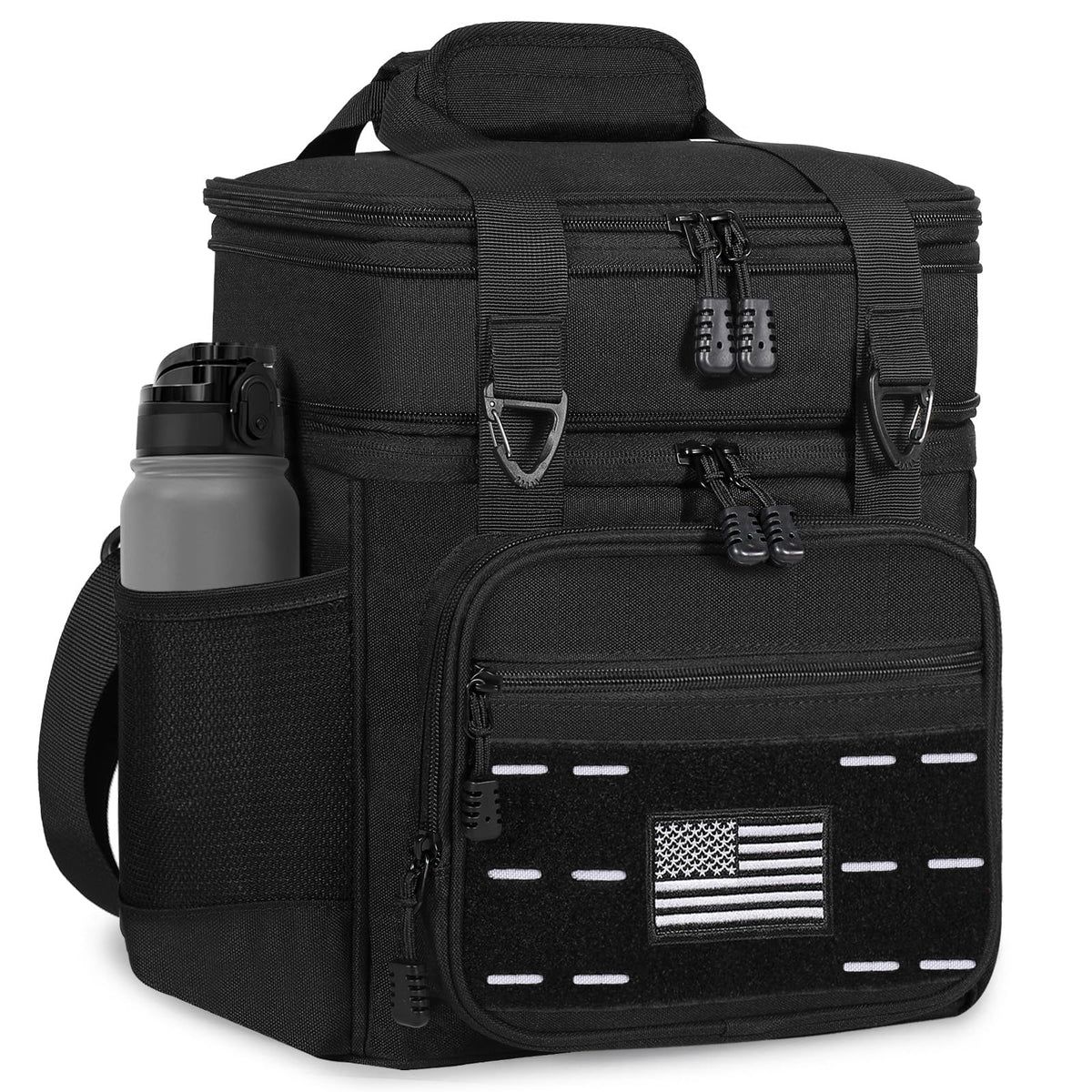 TENKIST lunch box cooler bag front view with American flag and rugged build.