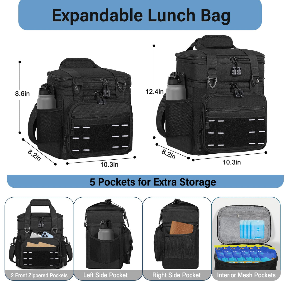 TENKIST lunch box heavy-duty oxford fabric resists wear outdoors