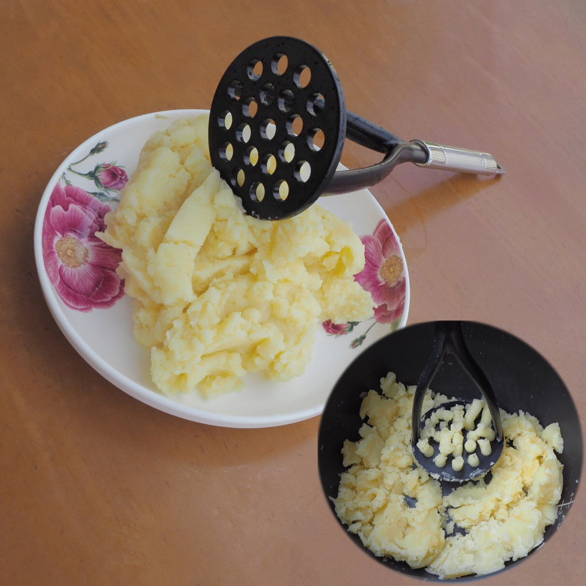 TENTA KITCHEN stay-cool stainless steel handle provides steady leverage