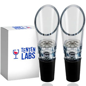TenTen Labs Premium Wine Aerator Pourer 2-Pack enhances aroma and flavor nuances.