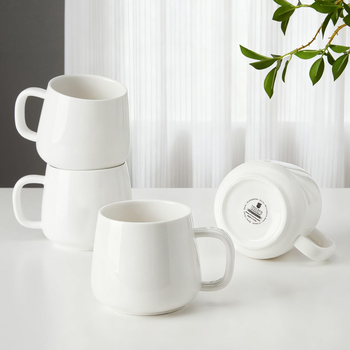 Teocera coffee mugs set front view shows durable porcelain for daily use