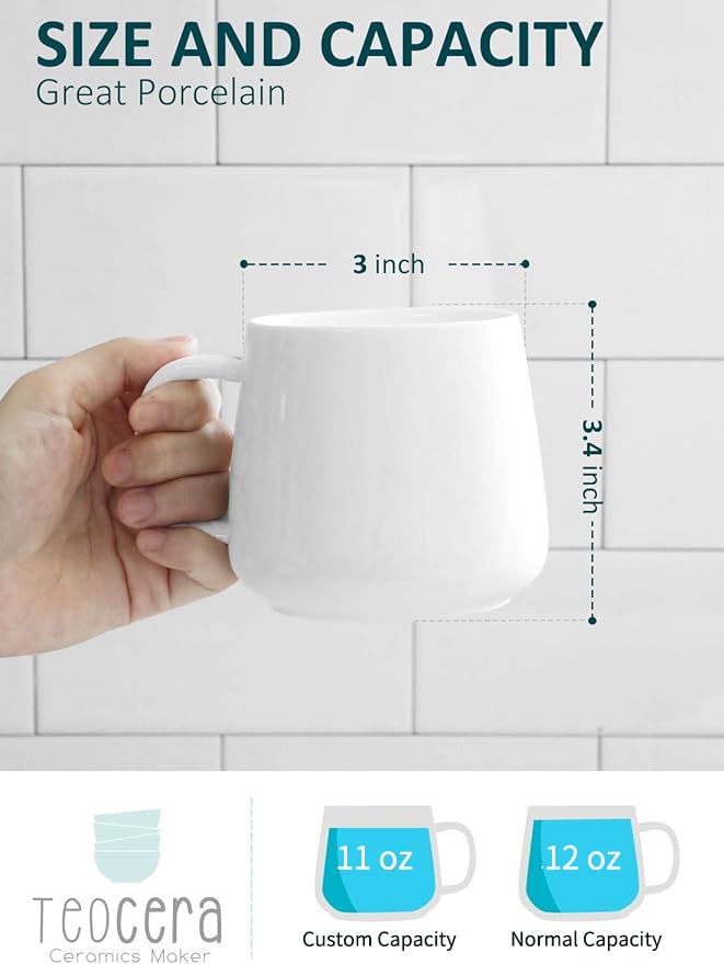 Teocera coffee mugs set side view highlights ergonomic handle for secure grip