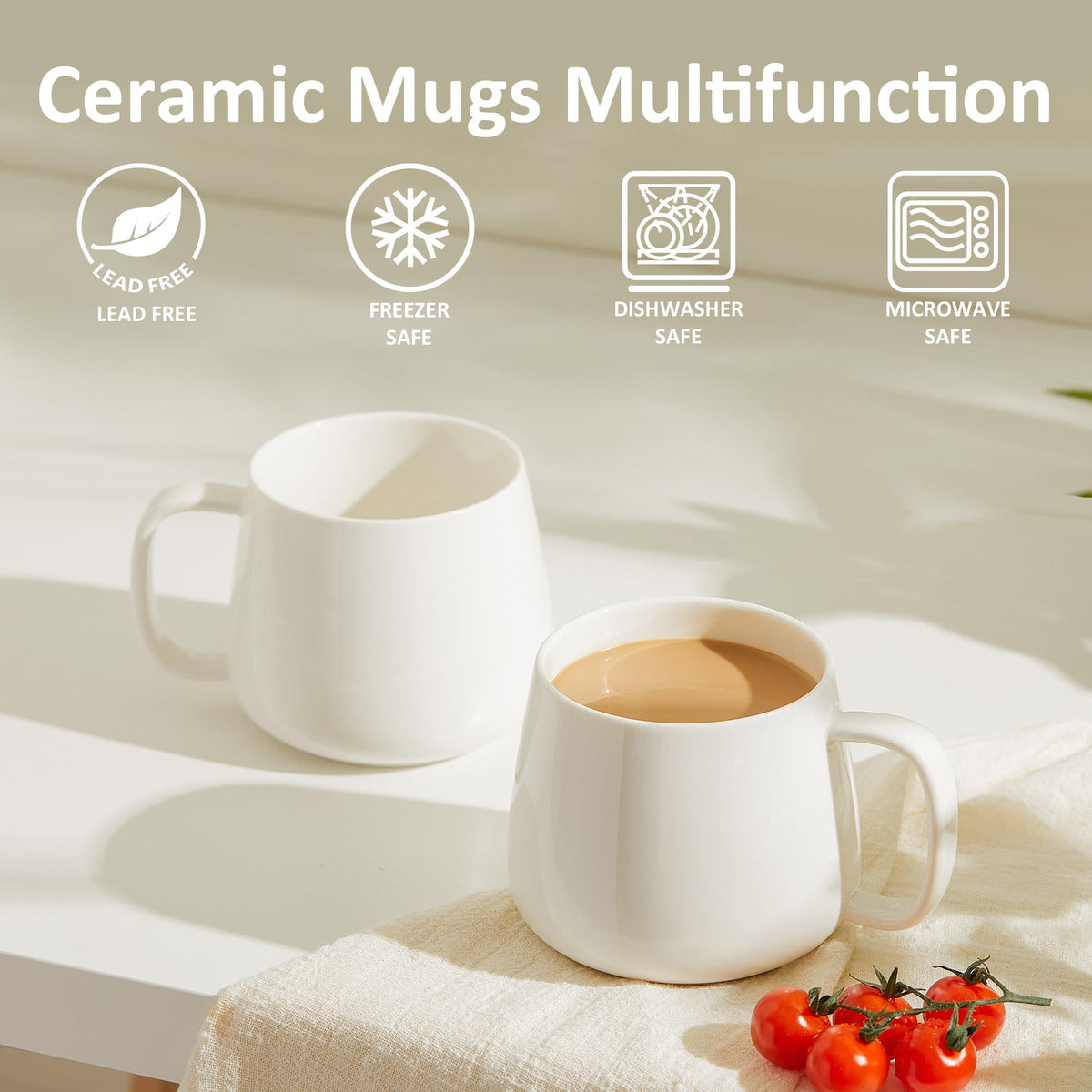 Oven-safe Teocera mugs suitable for reheating beverages and versatile use.