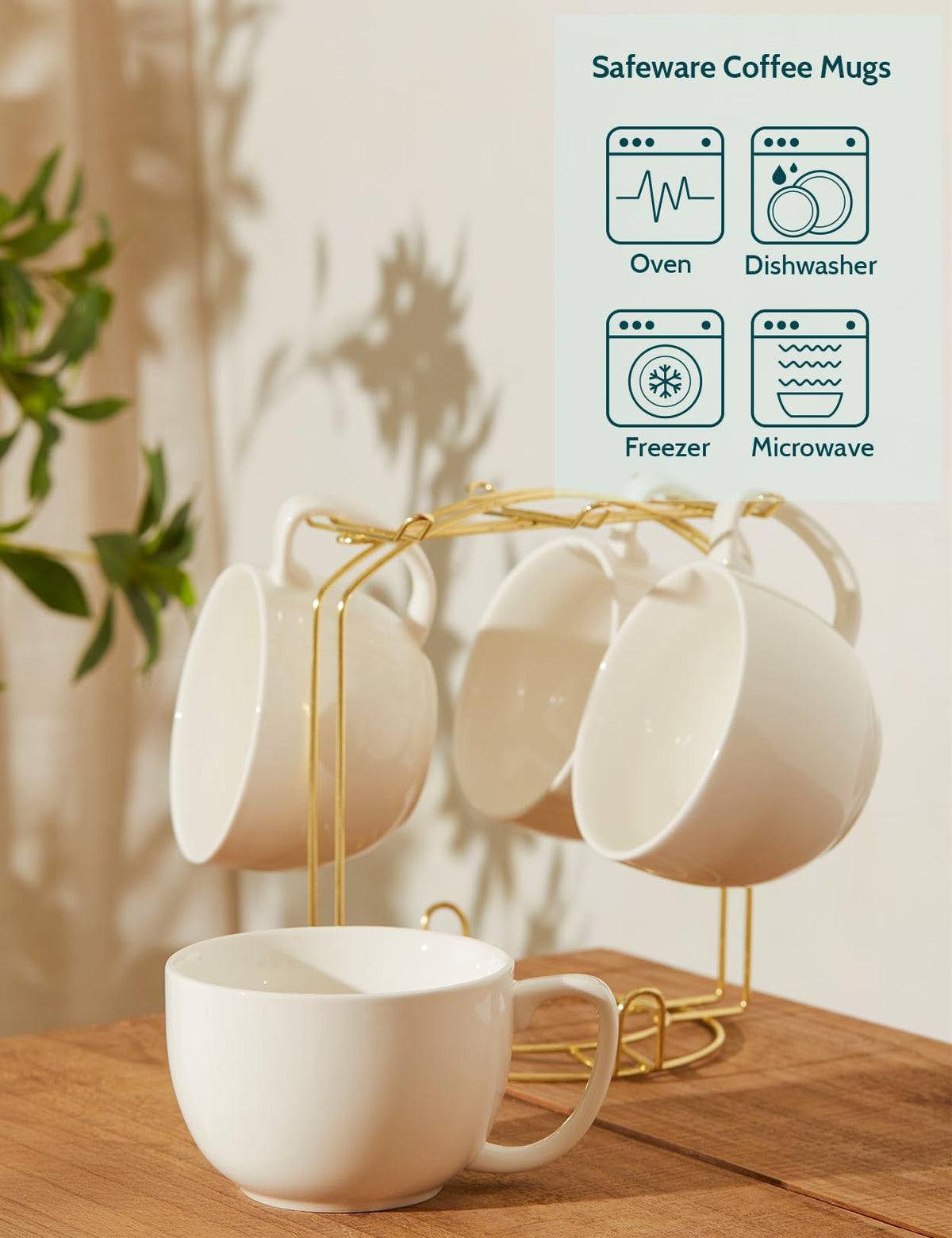 Teocera oven-safe porcelain mug suitable for reheating and versatile use.