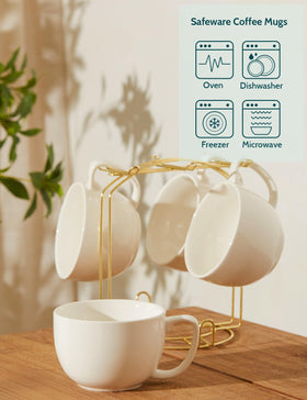Teocera oven-safe porcelain mug suitable for reheating and versatile use.