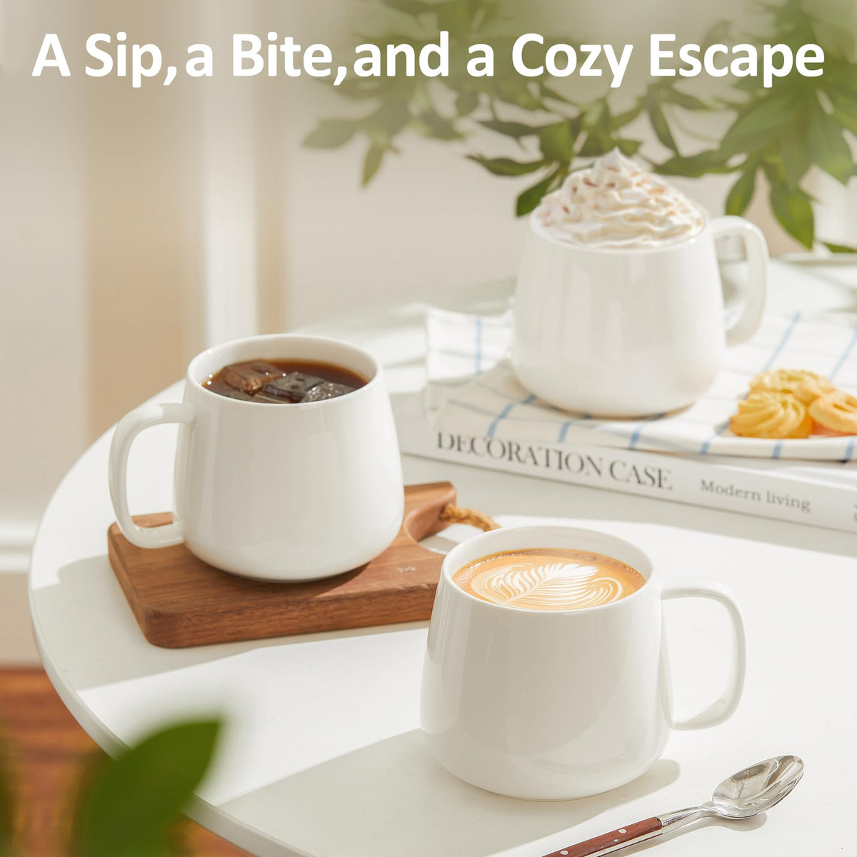 Wide-base Teocera mugs stay steady to reduce spills during coffee moments.