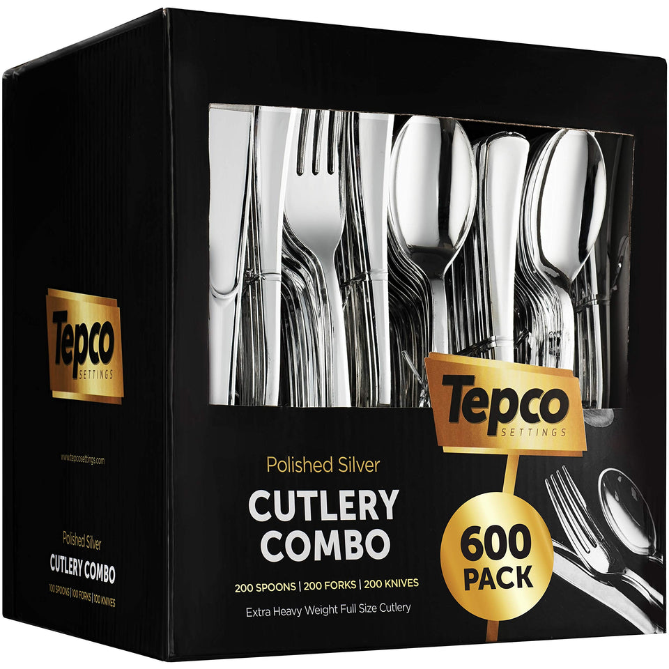 Tepco Settings 600-piece silverware bulk pack: elegant forks for events.