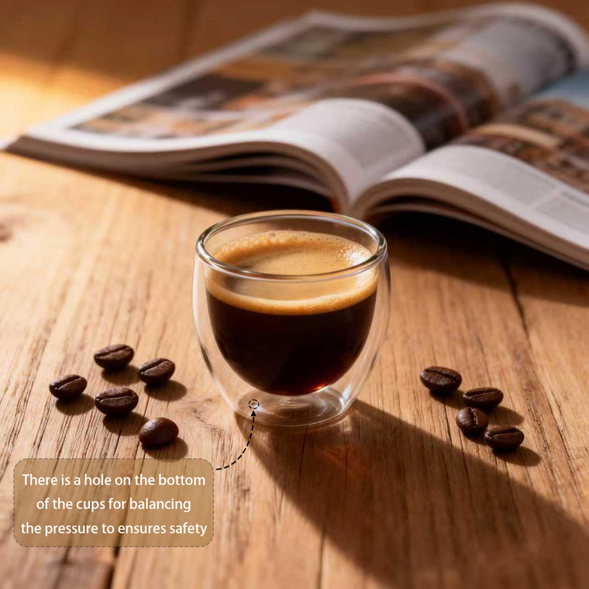 TEPLONEST 5oz capacity espresso cups ideal for single shots.