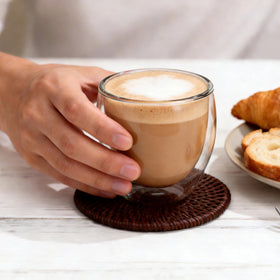 TEPLONEST clear espresso glass highlights crema and color layers.