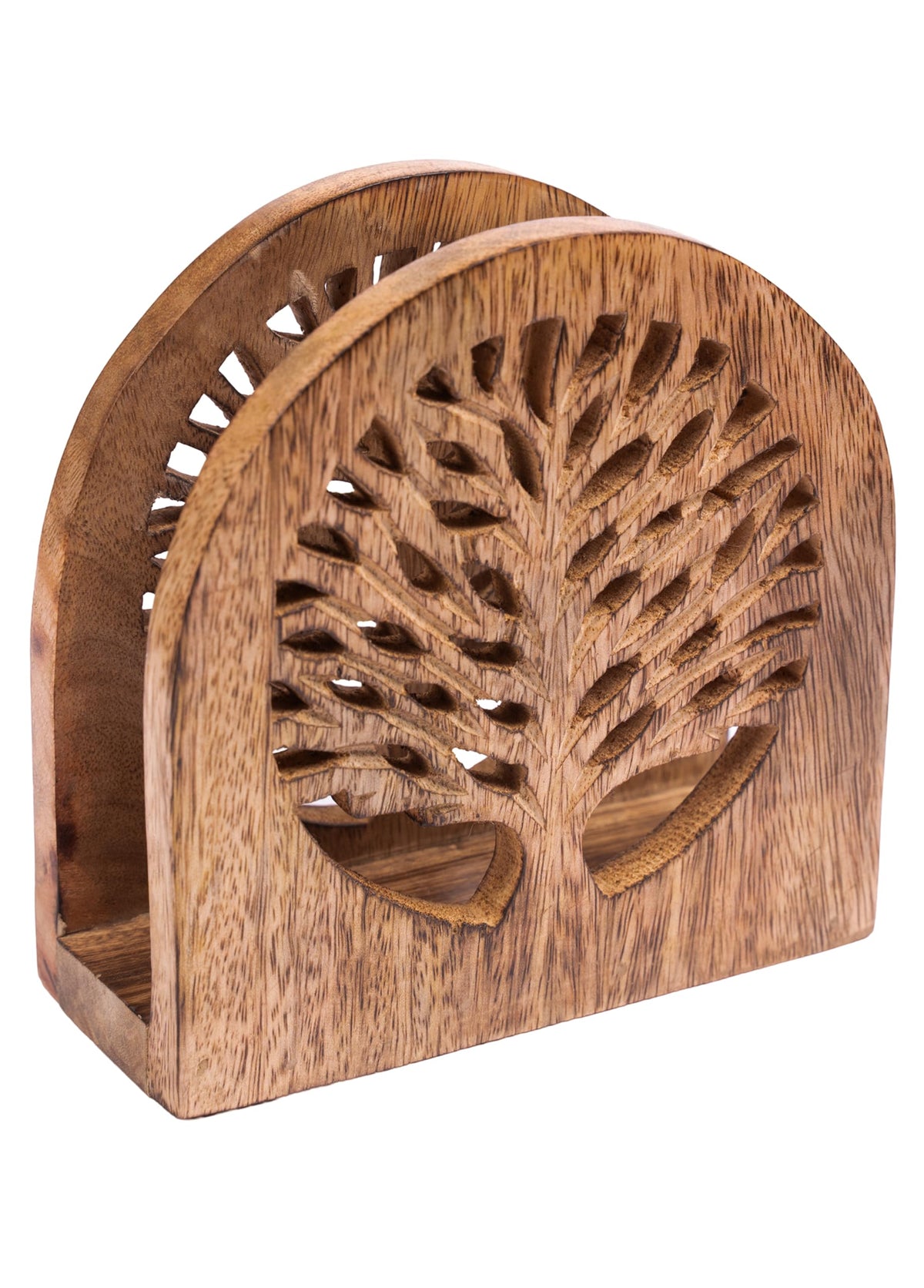 Tepo napkin holder at outdoor table showing compact, travel-friendly design