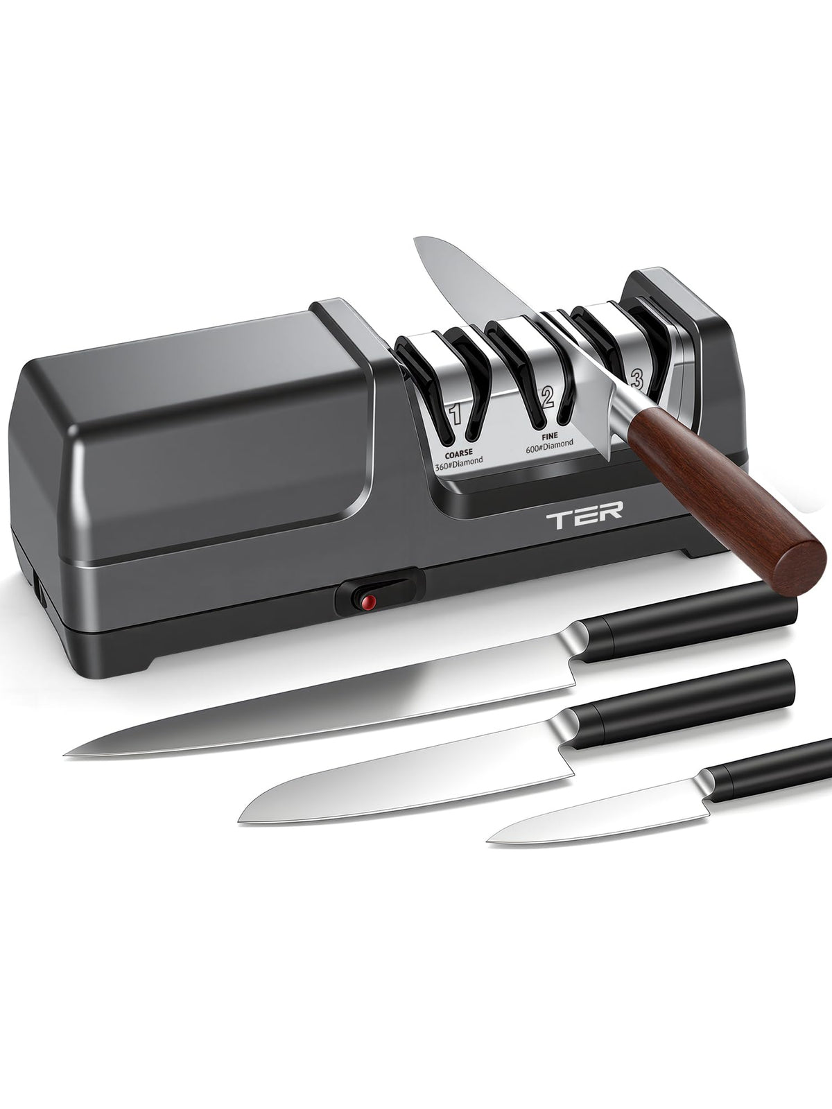 TER Electric Knife Sharpener with the 3-stage diamond system for easy edge restoration.