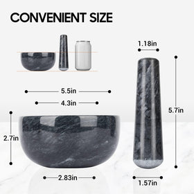 Close view of interior texture on Tera marble mortar pestle