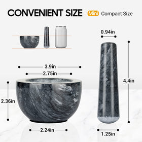 Tera marble set shows compact 3.9-inch dimensions for small spaces