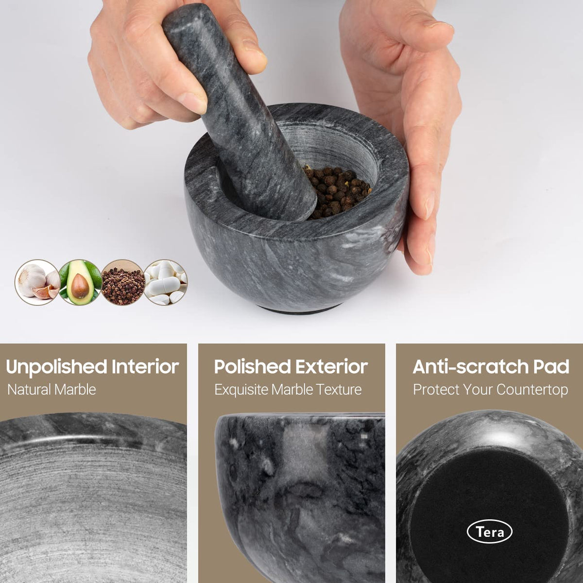 Tera set cleans easily with warm water and sponge