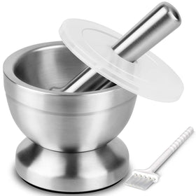 Tera stainless steel mortar and pestle with durable design for grinding