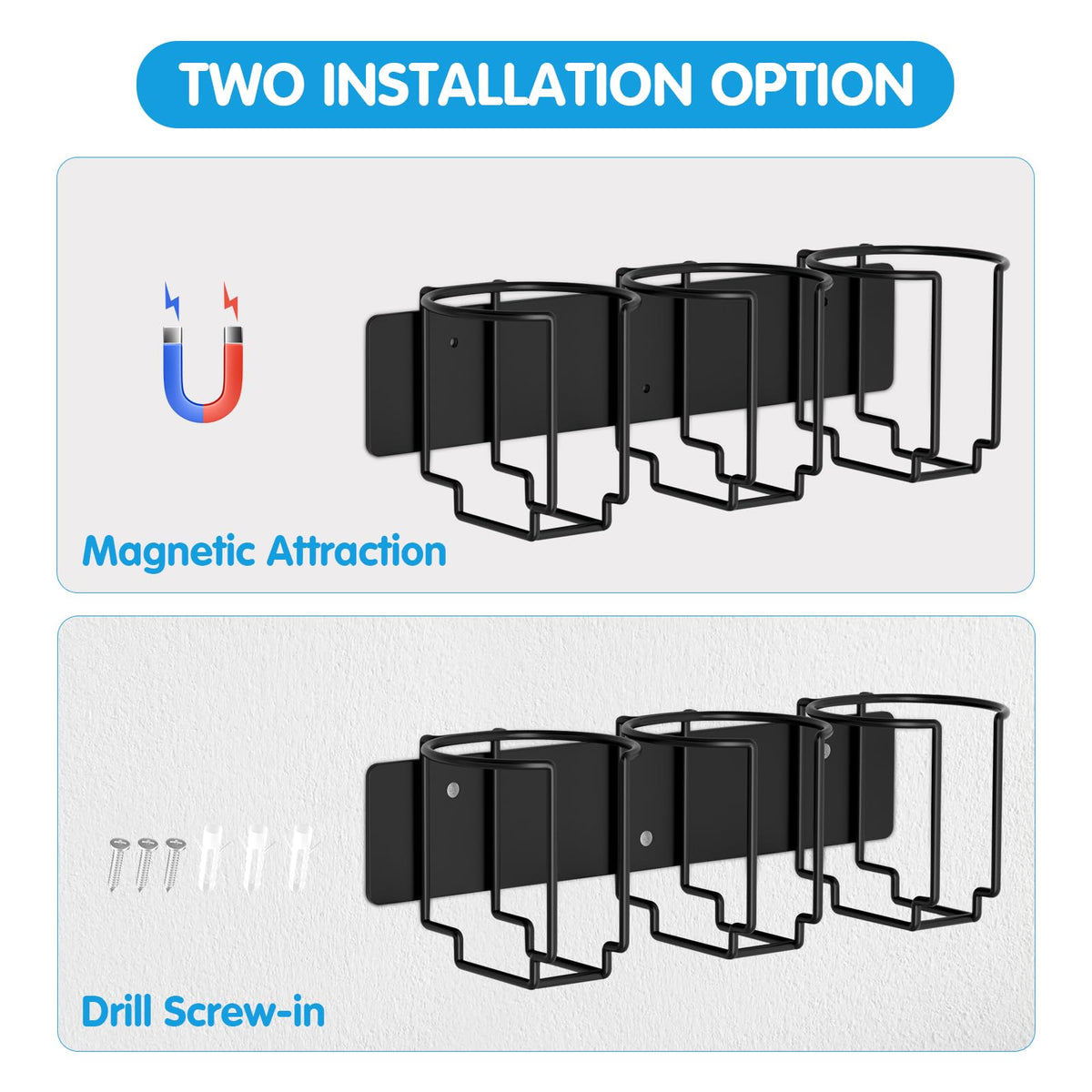 Terficer magnetic Stanley cup holder on refrigerator for tidy storage.