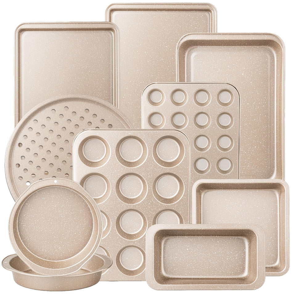 Terlulu 10-piece baking pans set large cookie pan for even browning