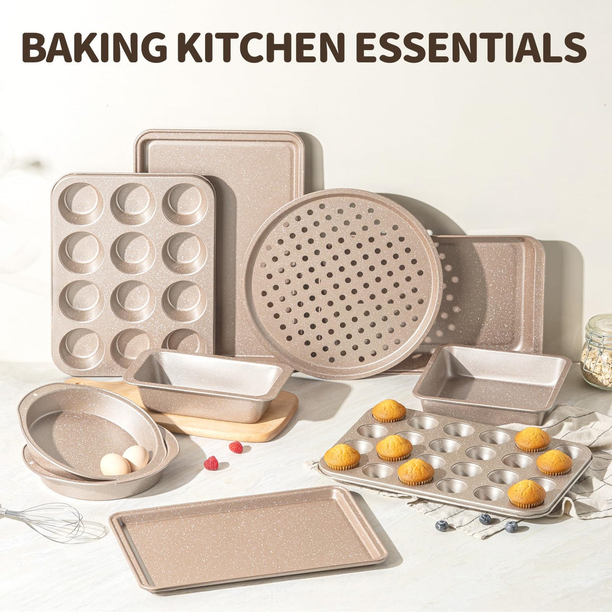Terlulu 10-piece baking pans set medium cookie pan for consistent baking