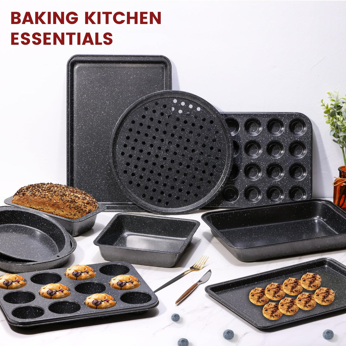 Terlulu 10-piece bakeware set roasting pan for versatile oven cooking