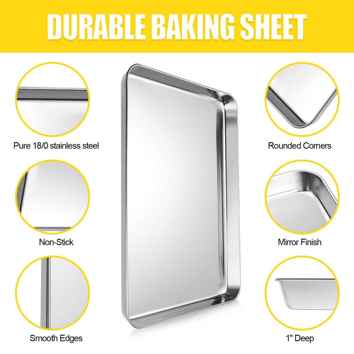 Terlulu baking pan with rolled edges for comfortable grip and warp resistance.
