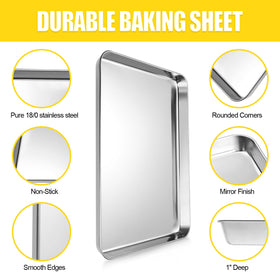 Terlulu baking pan with rolled edges for comfortable grip and warp resistance.