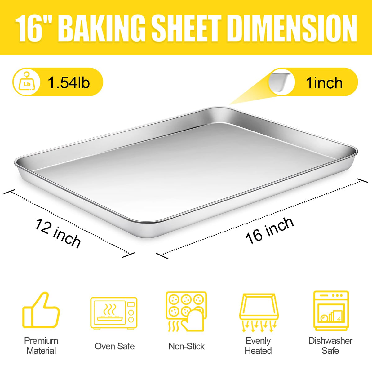 Terlulu baking sheet with smooth roll edges and mirror finish for safe handling