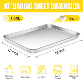 Terlulu baking sheet with smooth roll edges and mirror finish for safe handling