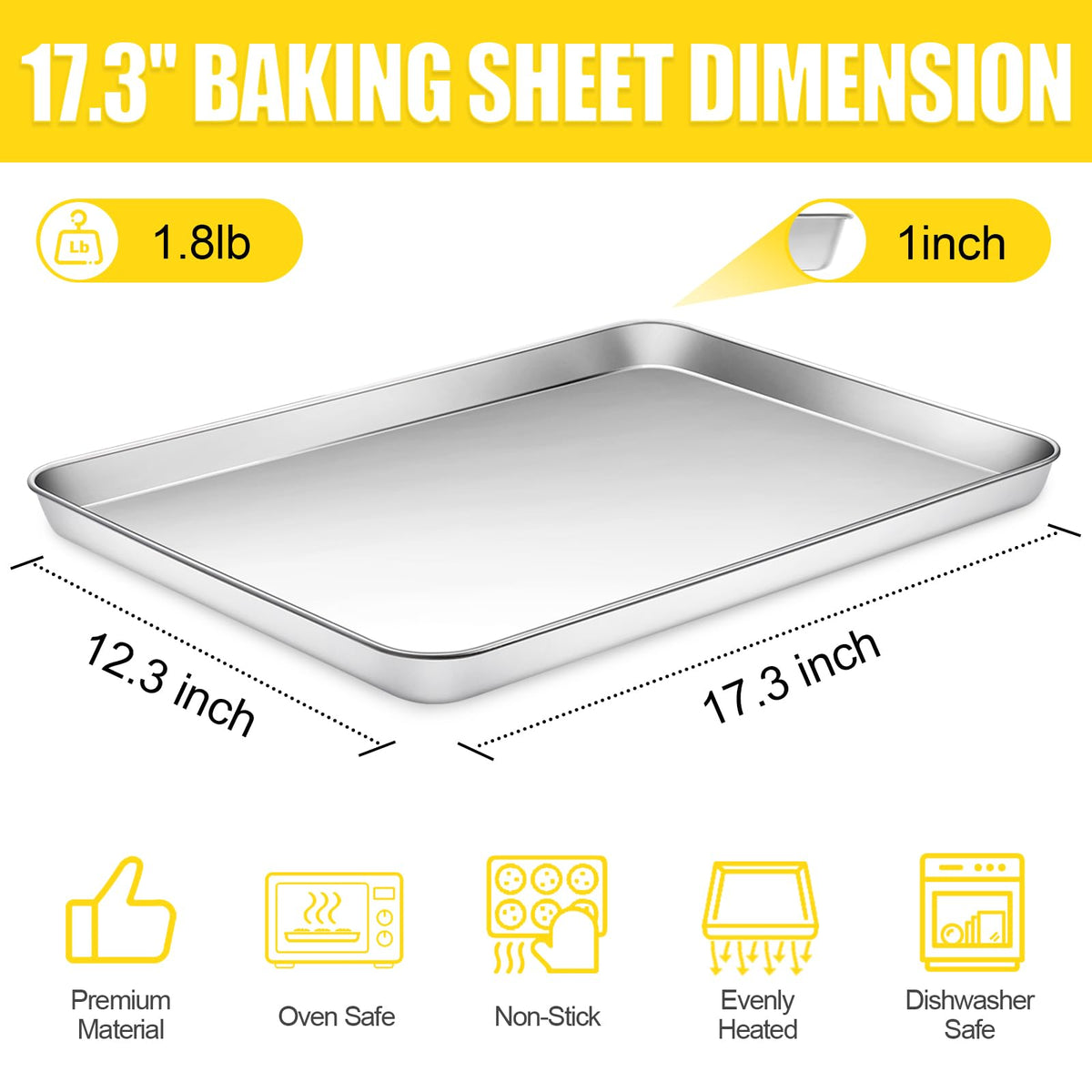 Terlulu cookie sheet 17.3x12.3 with mirror finish for easy release and browning.