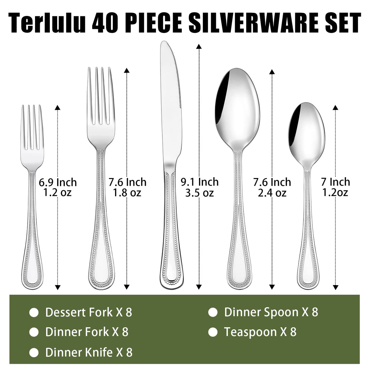 Terlulu dinner forks with beaded handle design add timeless tabletop charm.