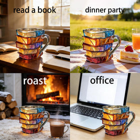 TERNNK Painted Book Mug 3D art enhances coffee rituals and reading moments.