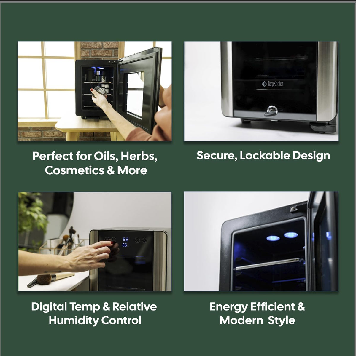 Terpkooler Essential Cooler lockable door secures cosmetics and valuable items