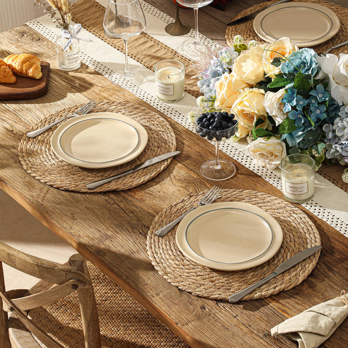 Terrekraft boho rattan charger enhances dining aesthetics and protects surfaces