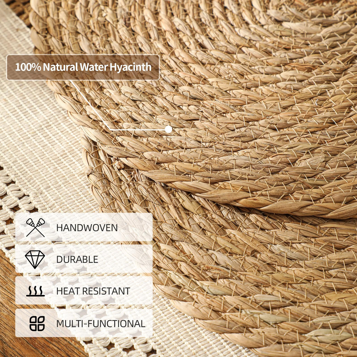 Terrekraft rustic wicker placemats adding warm ambiance to table