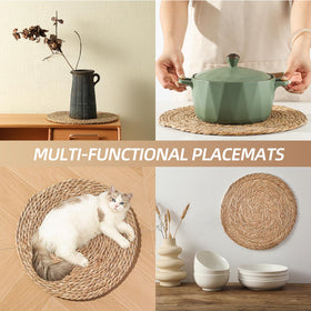 Terrekraft straw braided placemats for textured table styling