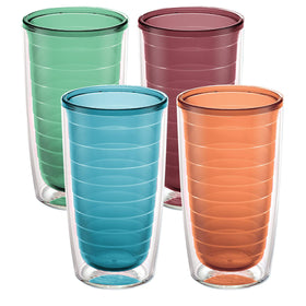 Tervis clear and colorful 16oz tumbler keeps drinks cold or hot without rings.