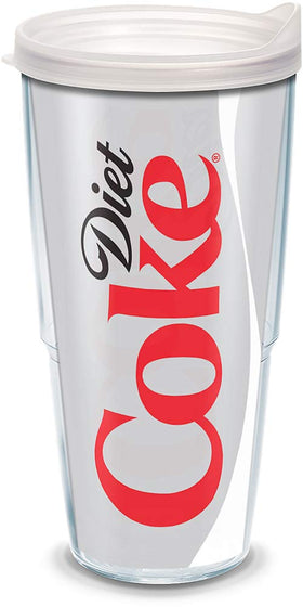 Tervis Coca-Cola Diet Coke tumbler with wrap design for easy recognition on the go.