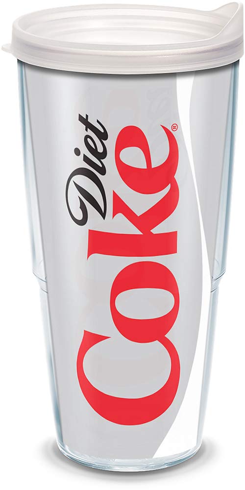 Tervis Coca-Cola Diet Coke tumbler with wrap design for easy recognition on the go.