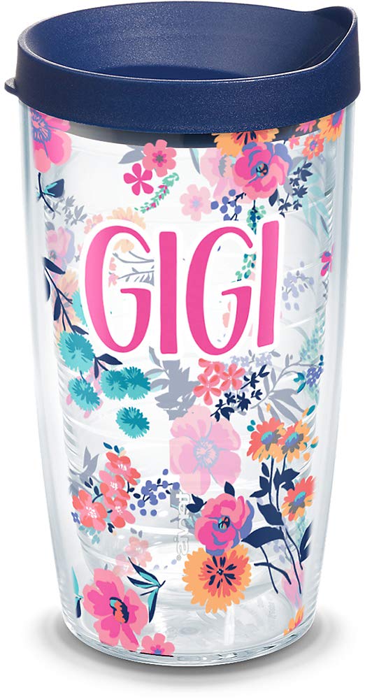 Tervis Gigi floral tumbler 16oz front view for hot or cold drinks.