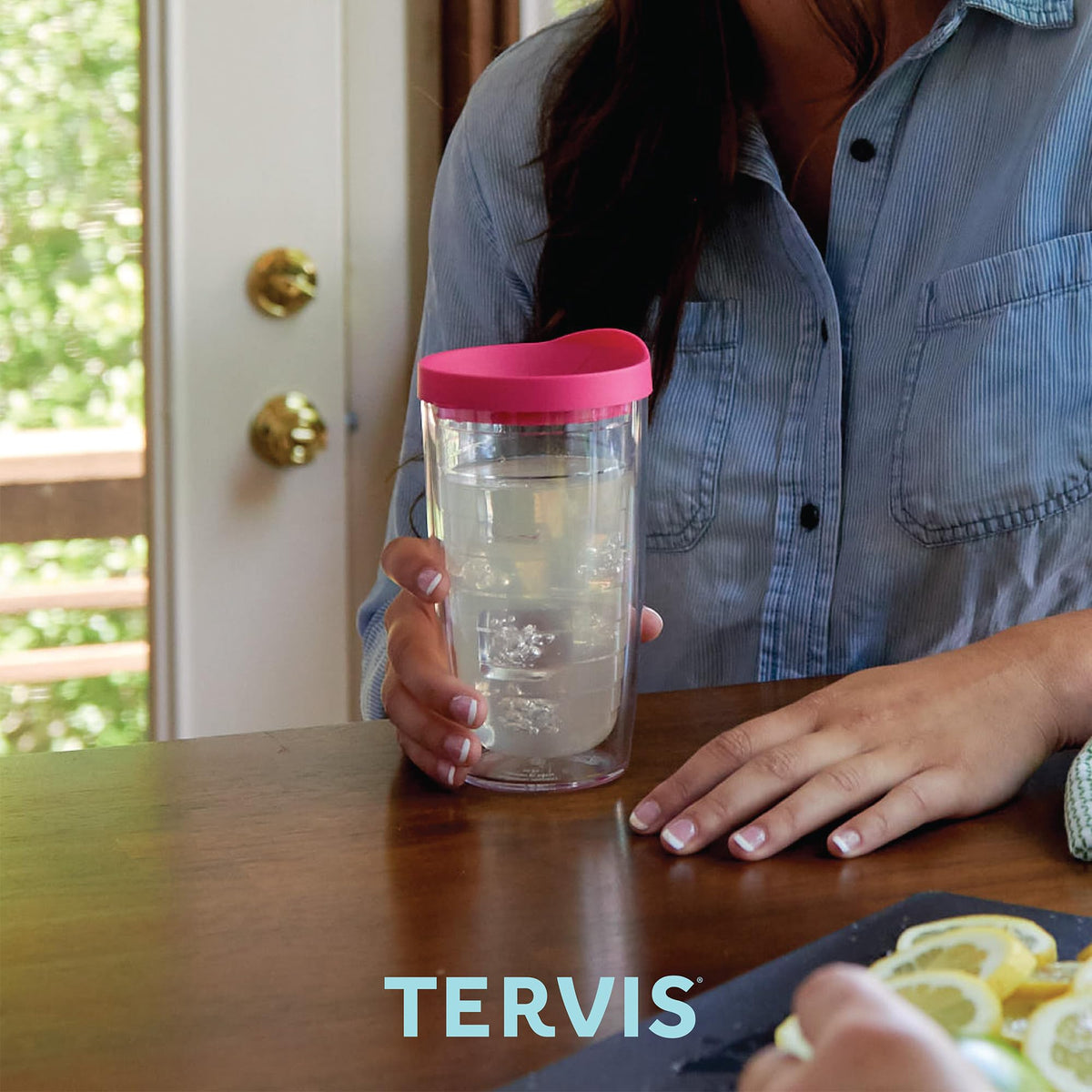Included tumbler with lid for spill-free transport