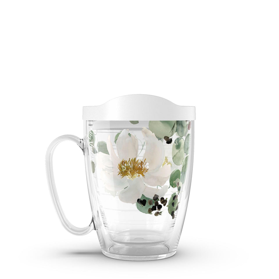 Tervis Kelly Ventura eucalyptus tumbler with a comfortable handle for easy on-the-go sipping.