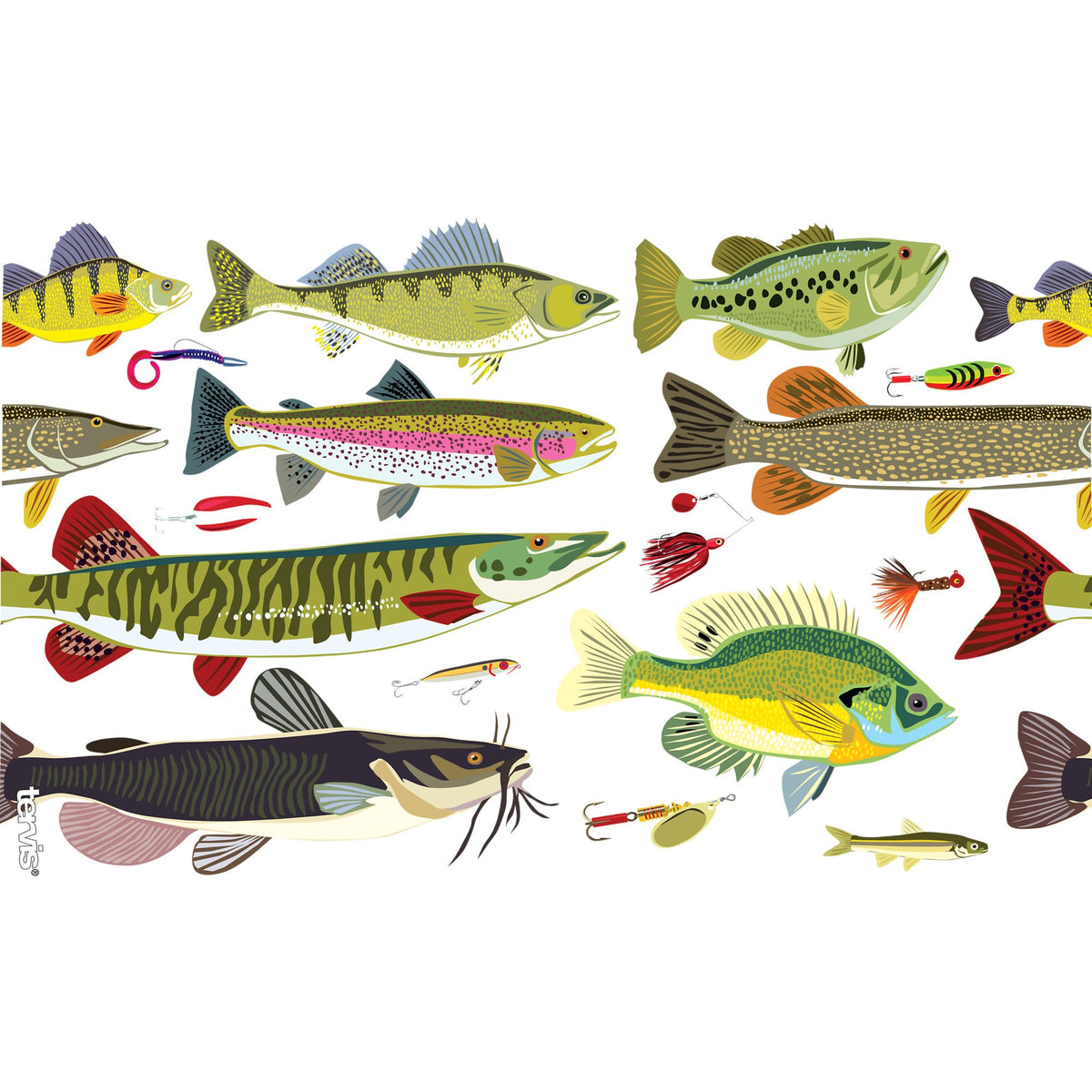 Tervis Lures design tumbler featuring fishing art for outdoor daily use.