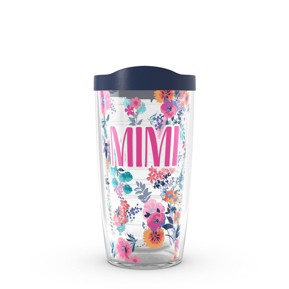 Tervis Mimi dainty floral 16oz tumbler with double-wall insulation keeps drinks cold or hot.