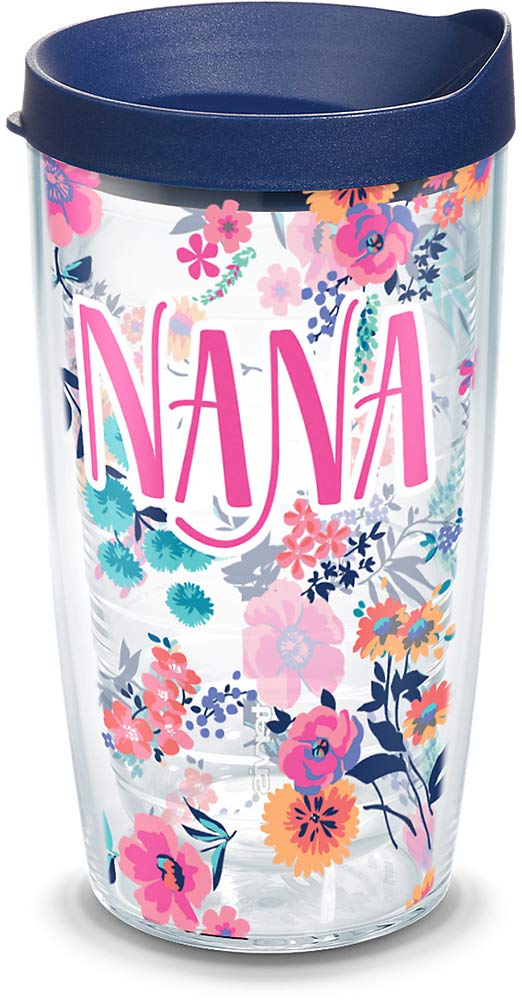 Tervis Nana 16oz dainty floral tumbler front view highlights stylish design and temperature versatility.