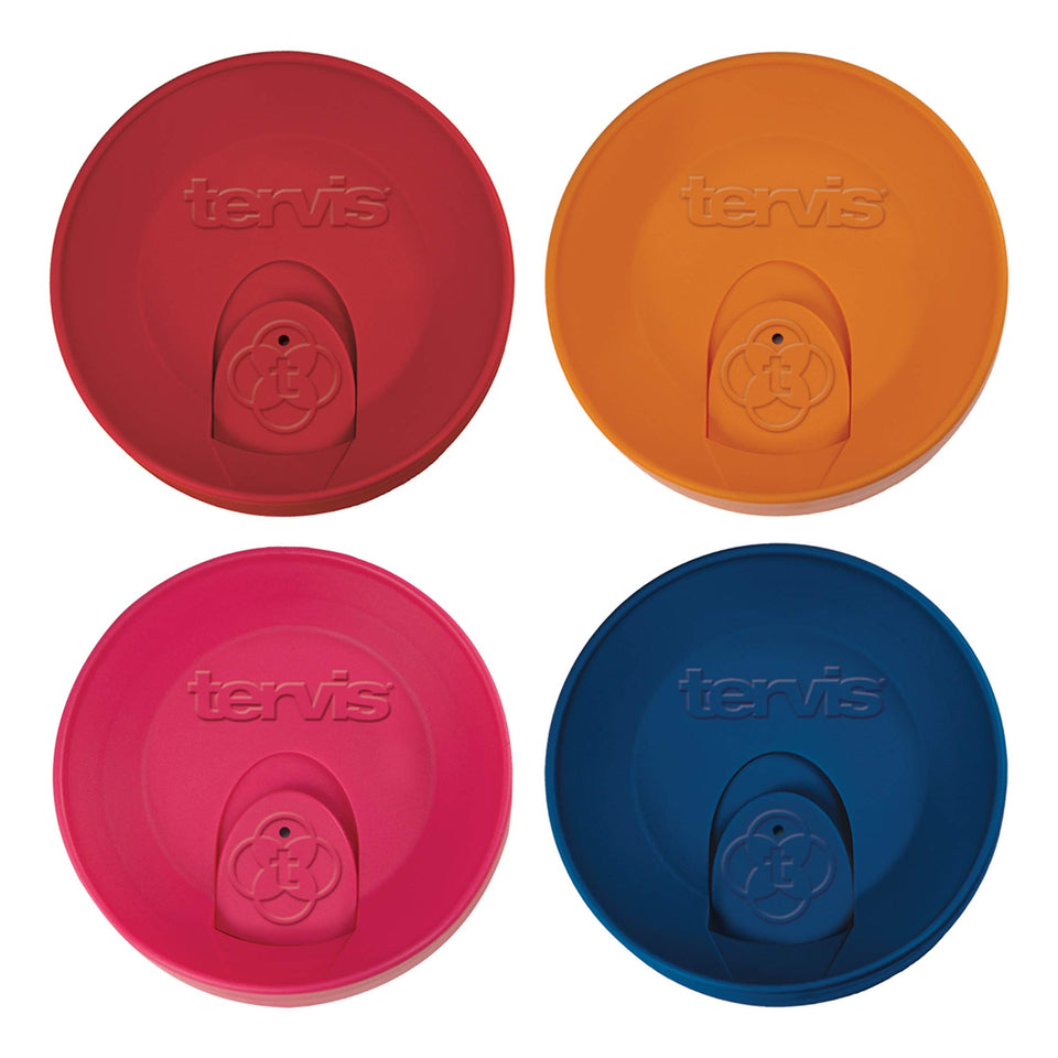 Tervis Travel Lid on a 16oz tumbler helps keep drinks cold thanks to double-wall insulation.